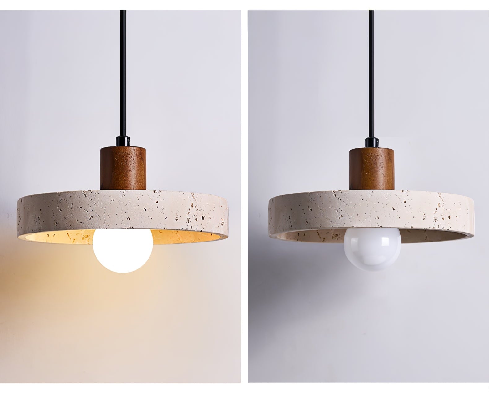 Suspension moderne Archie en Travertin jaune