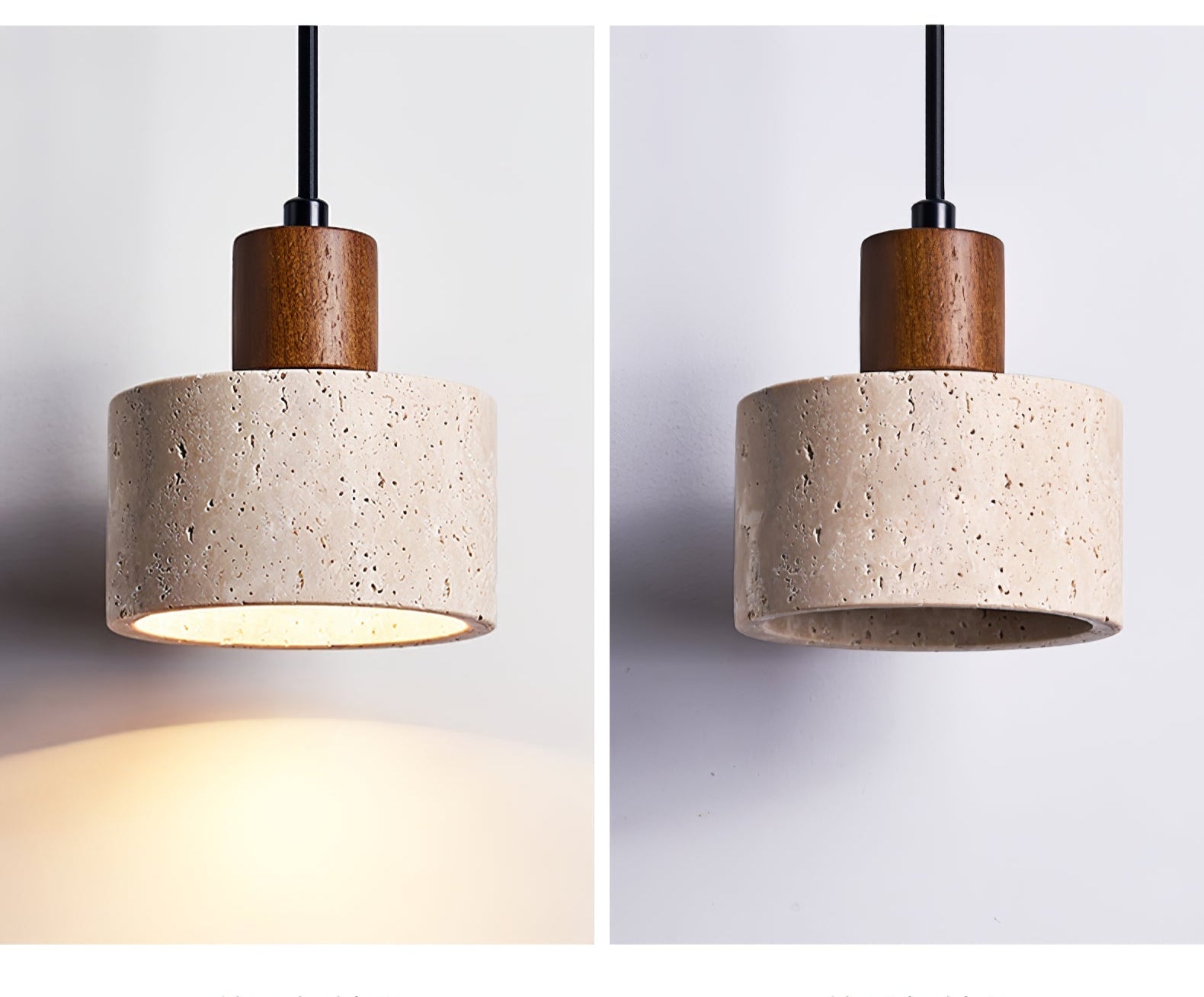 Suspension moderne Archie en Travertin jaune