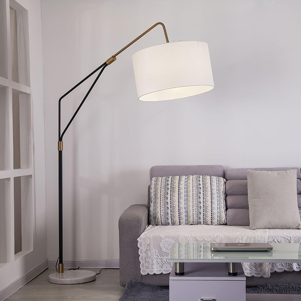Lampadaire moderne Gudvar en Fer, Métal, Tissu, Marbre Noir et blanc