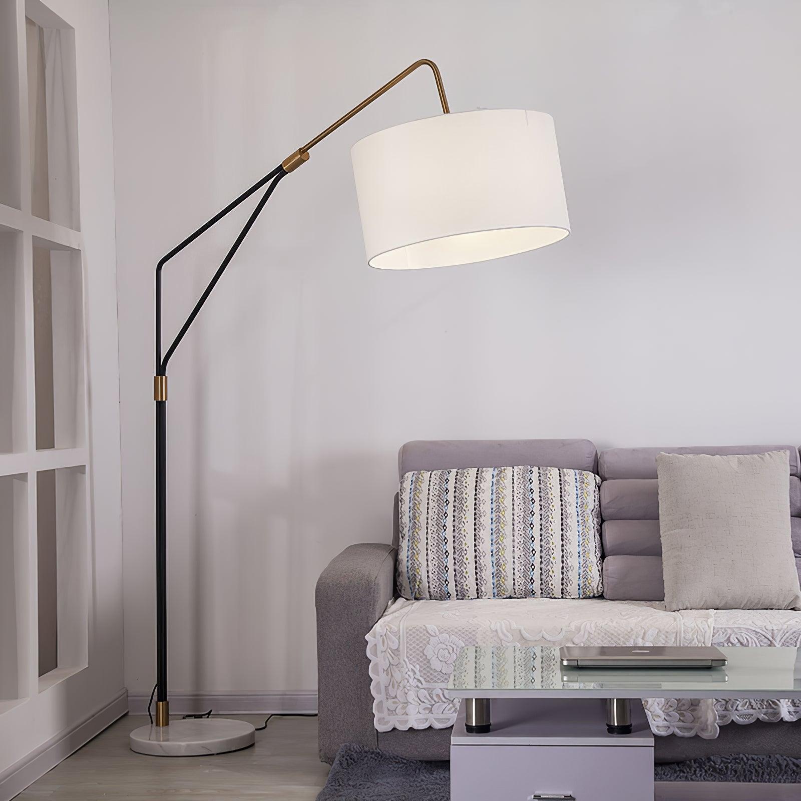 Lampadaire moderne Gudvar en Fer, Métal, Tissu, Marbre Noir et blanc
