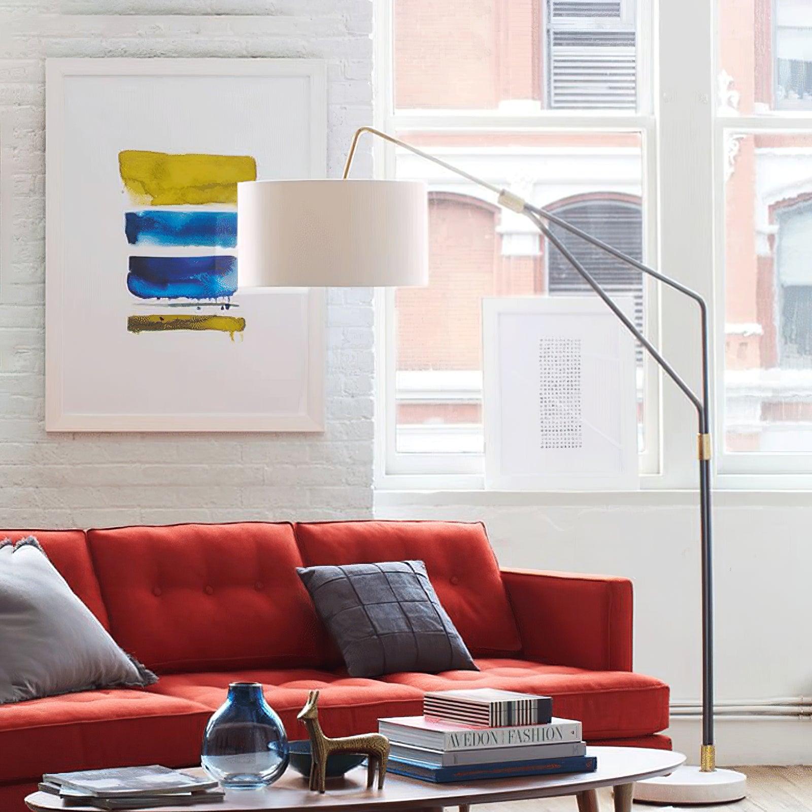 Lampadaire moderne Gudvar en Fer, Métal, Tissu, Marbre Noir et blanc
