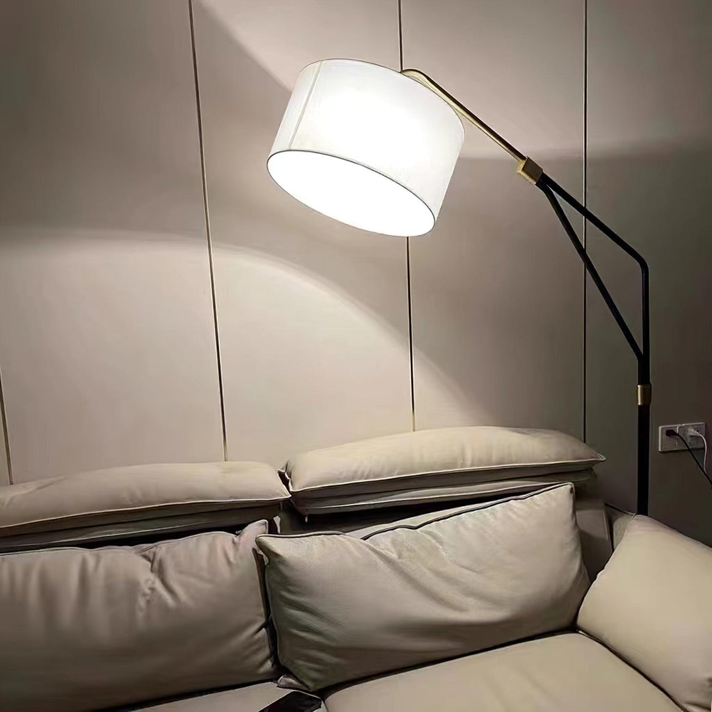Lampadaire moderne Gudvar en Fer, Métal, Tissu, Marbre Noir et blanc
