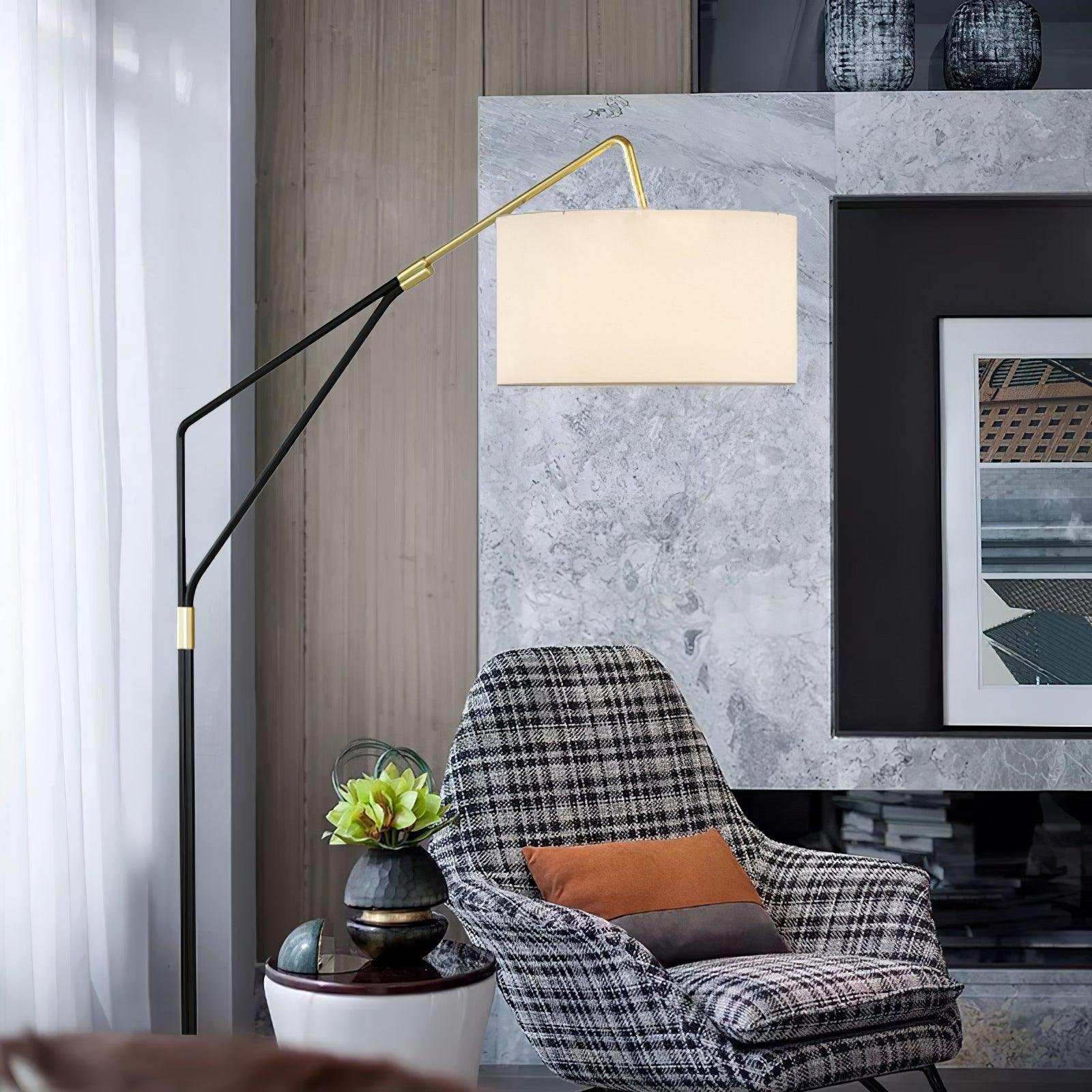 Lampadaire moderne Gudvar en Fer, Métal, Tissu, Marbre Noir et blanc