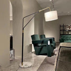Lampadaire moderne Gudvar en Fer, Métal, Tissu, Marbre Noir et blanc