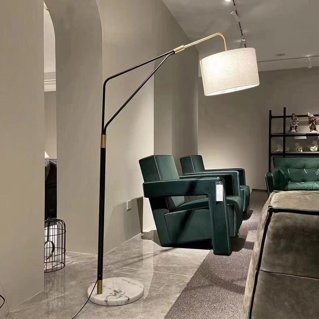 Lampadaire moderne Gudvar en Fer, Métal, Tissu, Marbre Noir et blanc