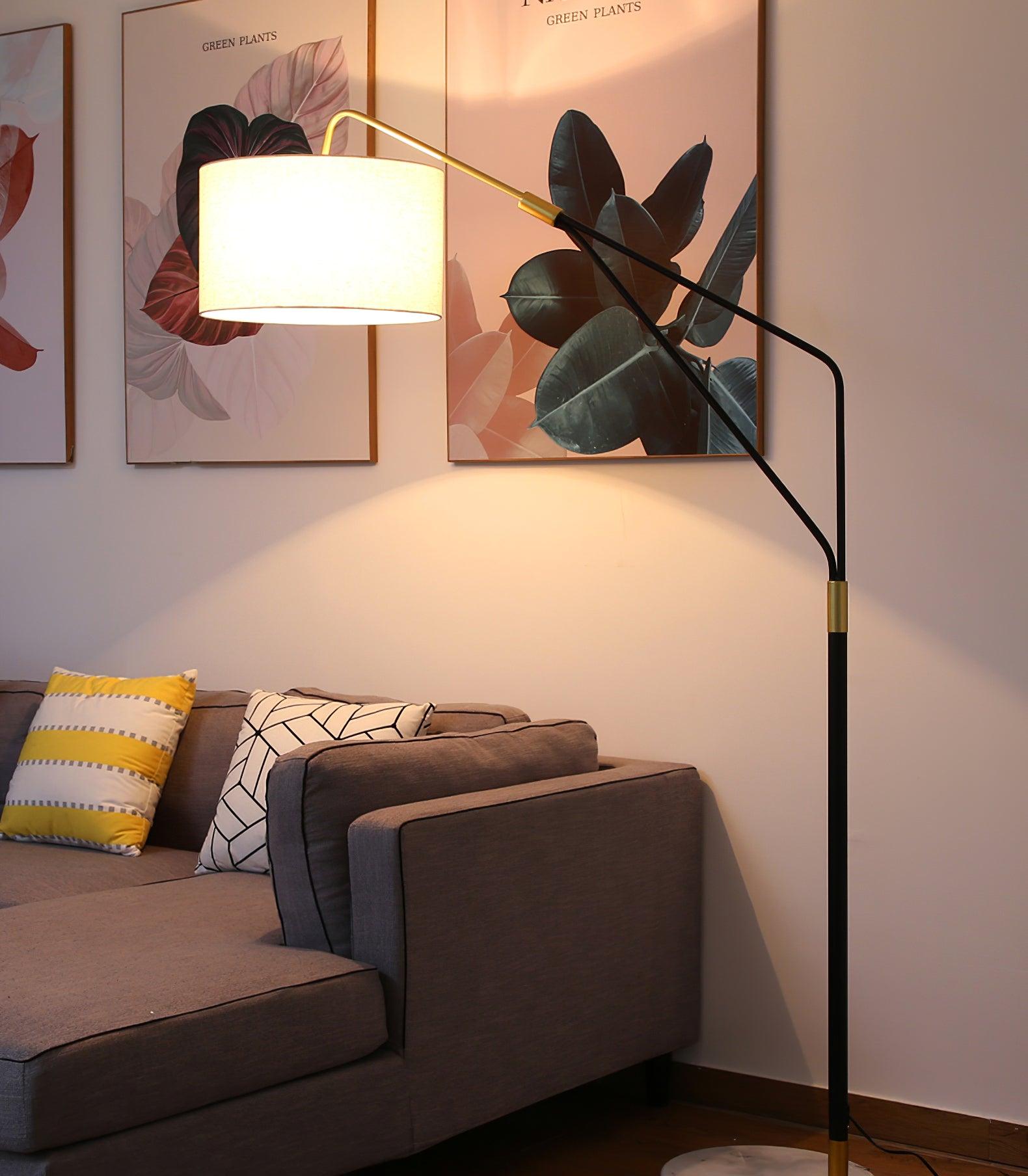 Lampadaire moderne Gudvar en Fer, Métal, Tissu, Marbre Noir et blanc
