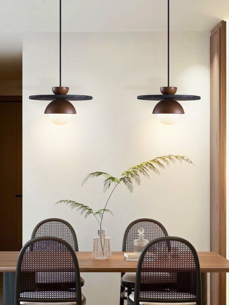 Suspension moderne Okke en Noir travertin