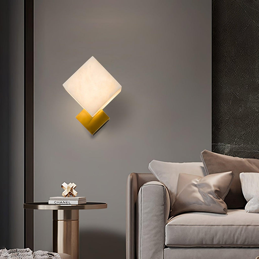 Applique murale moderne Maven en Albâtre Laiton et blanc
