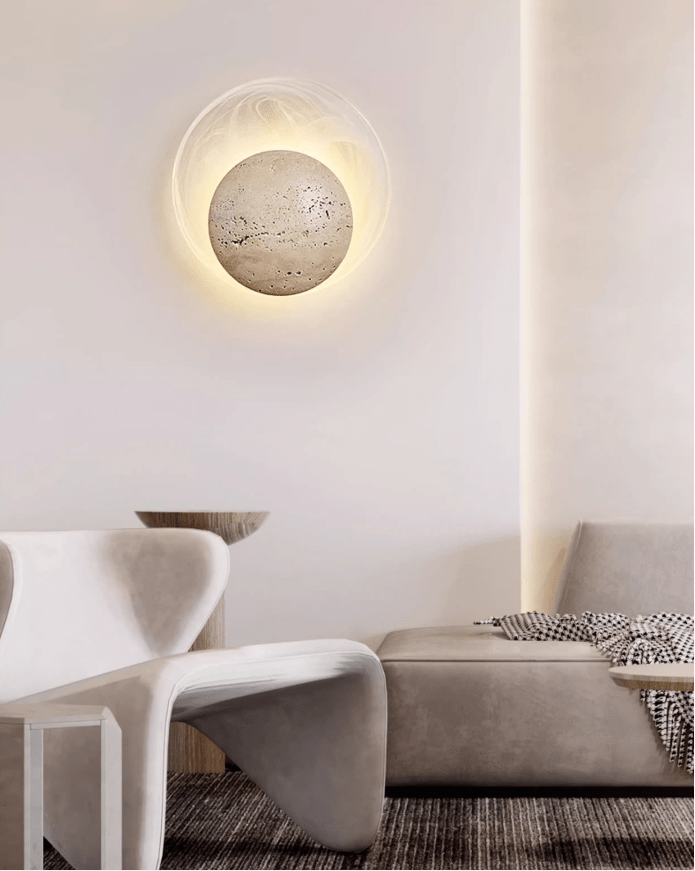 Applique murale moderne Lennard en Travertin jaune