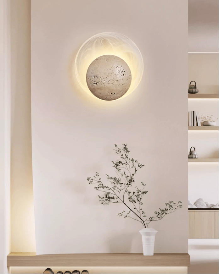 Applique murale moderne Lennard en Travertin jaune