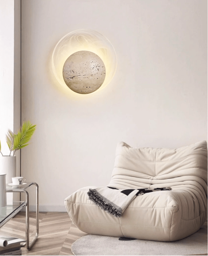 Applique murale moderne Lennard en Travertin jaune