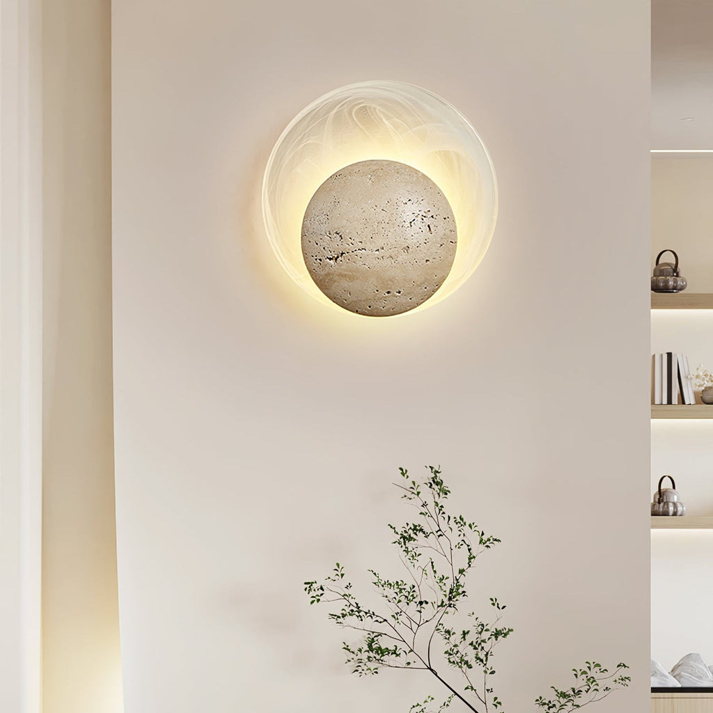 Applique murale moderne Lennard en Travertin jaune