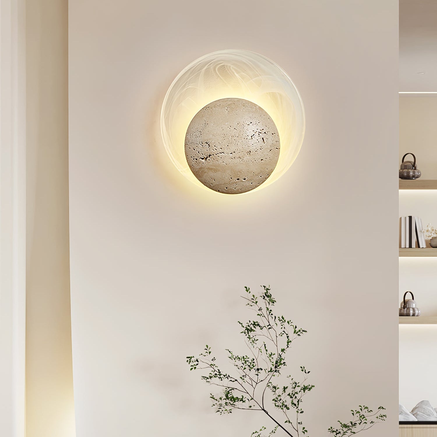 Applique murale moderne Lennard en Travertin jaune