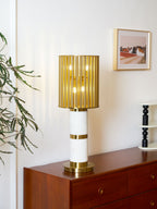 Lampe à poser moderne Col en Marbre Or et blanc