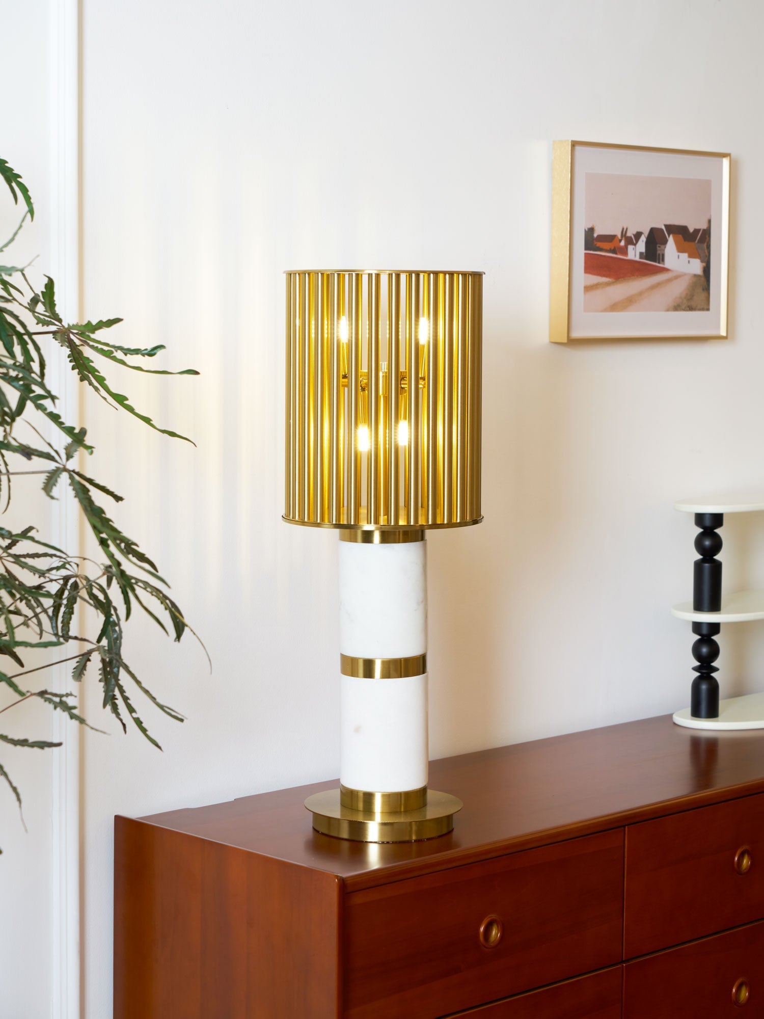 Lampe à poser moderne Col en Marbre Or et blanc
