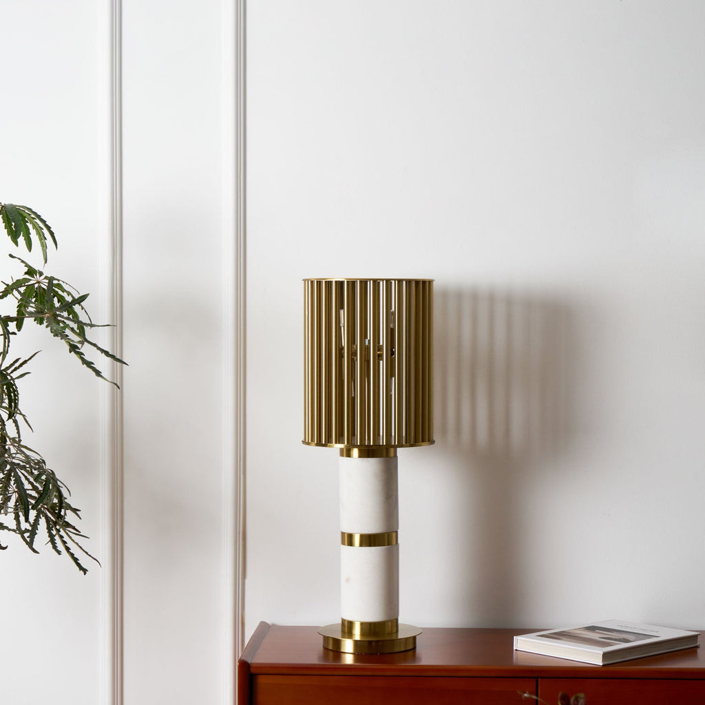 Lampe à poser moderne Col en Marbre Or et blanc