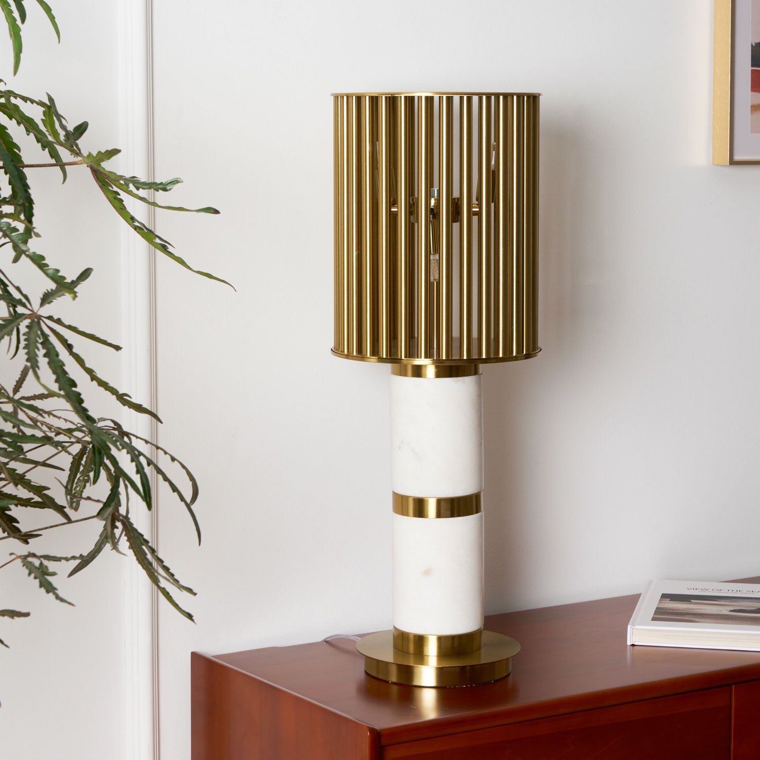 Lampe à poser moderne Col en Marbre Or et blanc