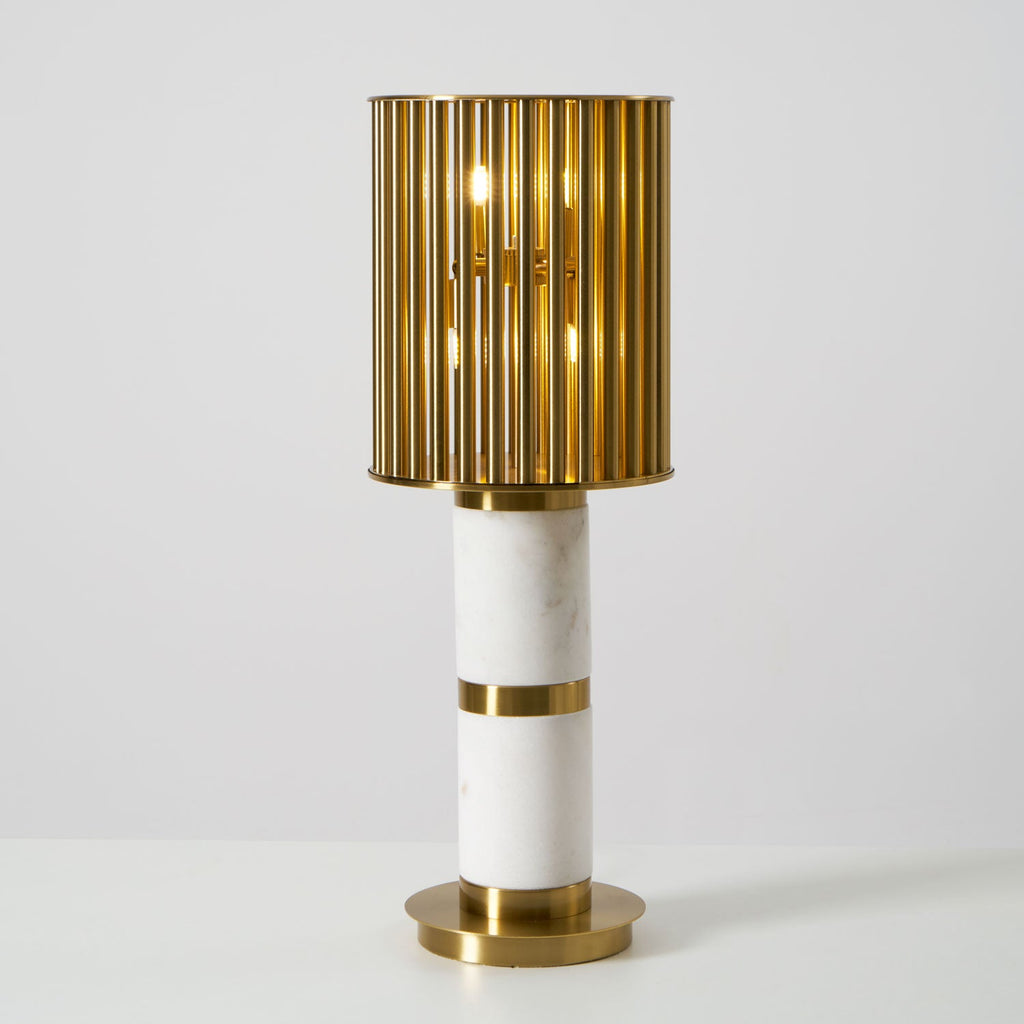 Lampe à poser moderne Col en Marbre Or et blanc