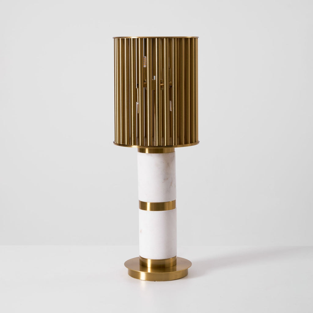 Lampe à poser moderne Col en Marbre Or et blanc