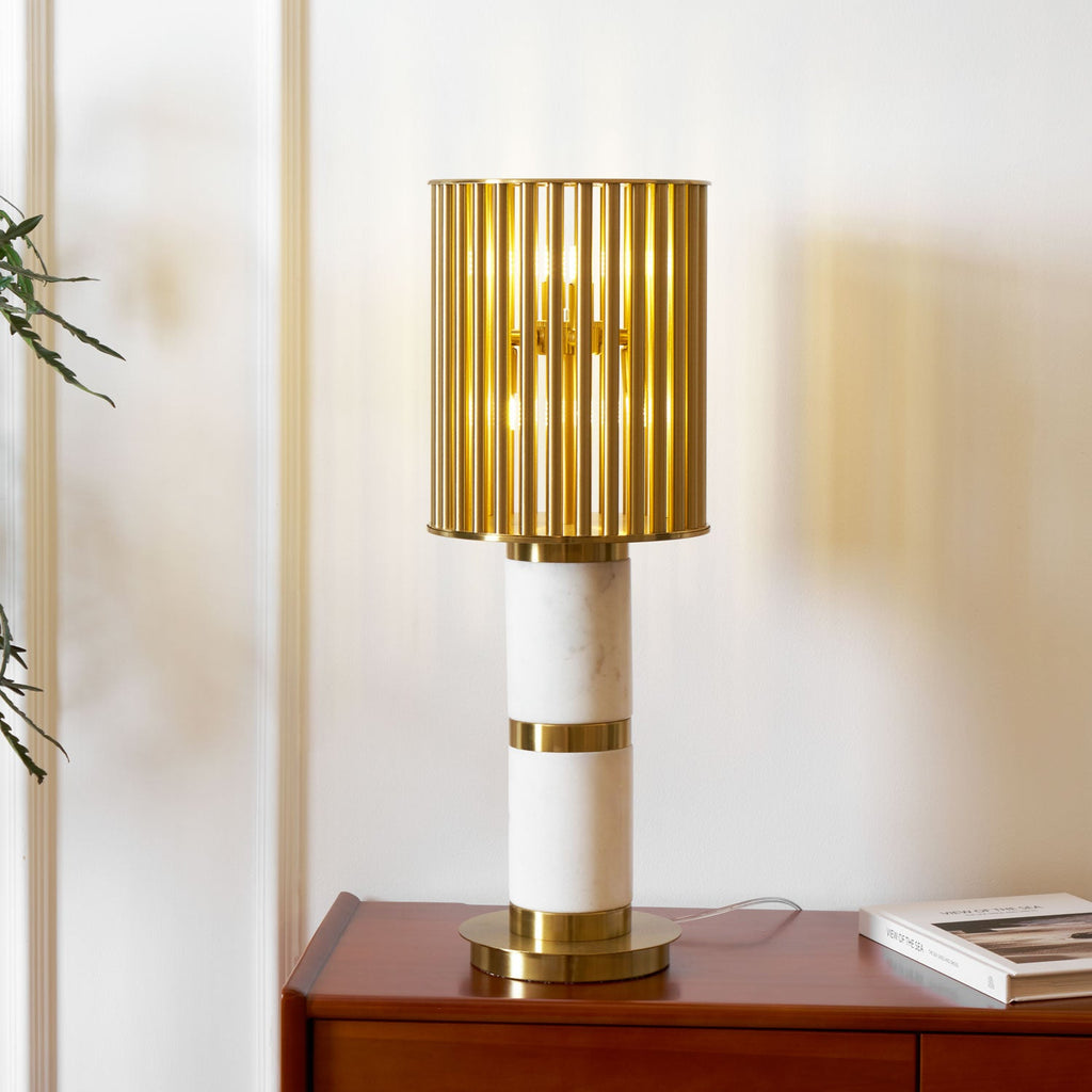 Lampe à poser moderne Col en Marbre Or et blanc