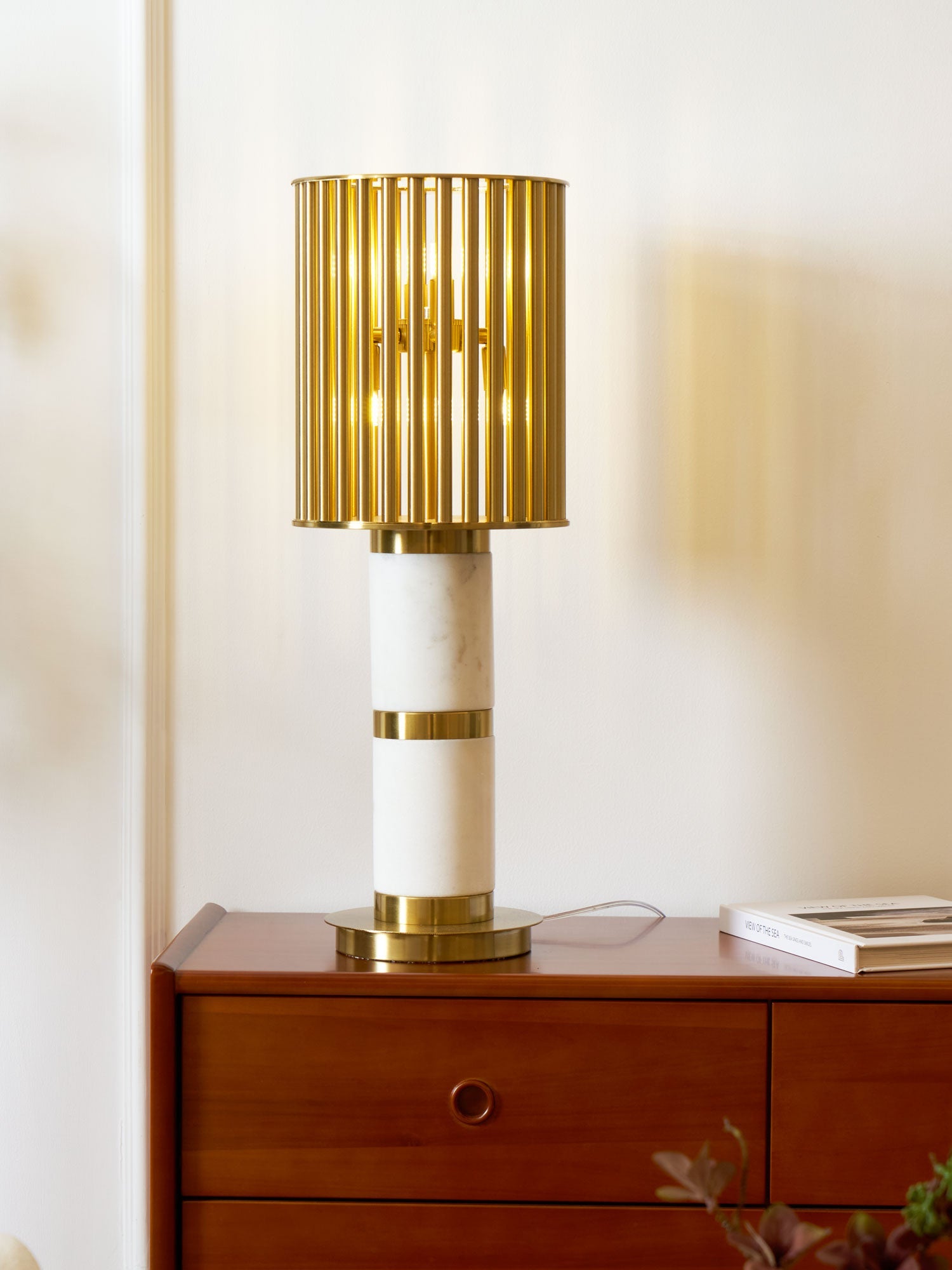 Lampe à poser moderne Col en Marbre Or et blanc