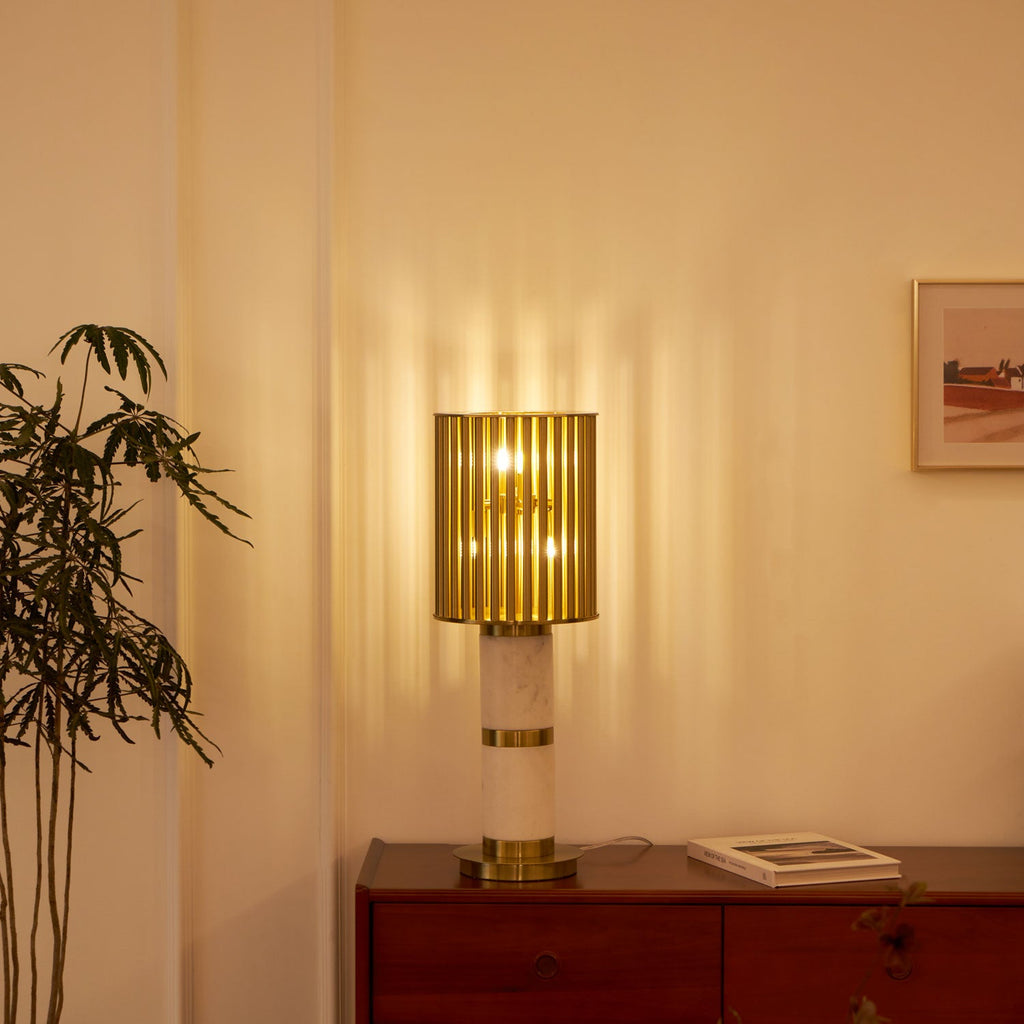 Lampe à poser moderne Col en Marbre Or et blanc