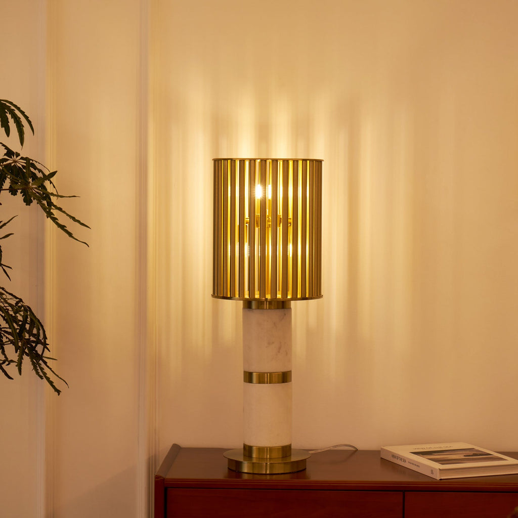 Lampe à poser moderne Col en Marbre Or et blanc