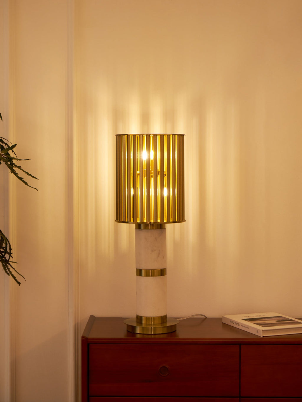 Lampe à poser moderne Col en Marbre Or et blanc