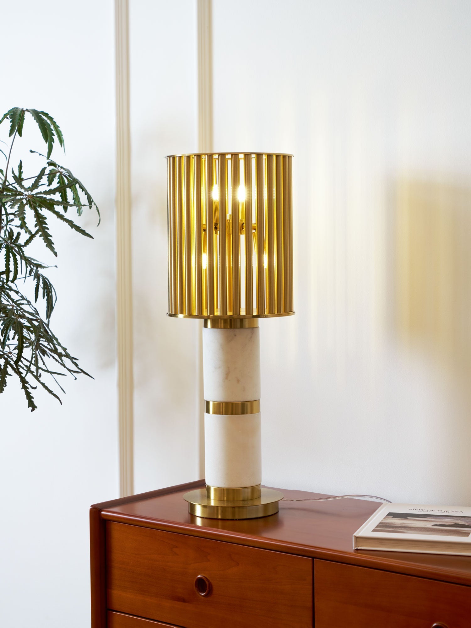 Lampe à poser moderne Col en Marbre Or et blanc