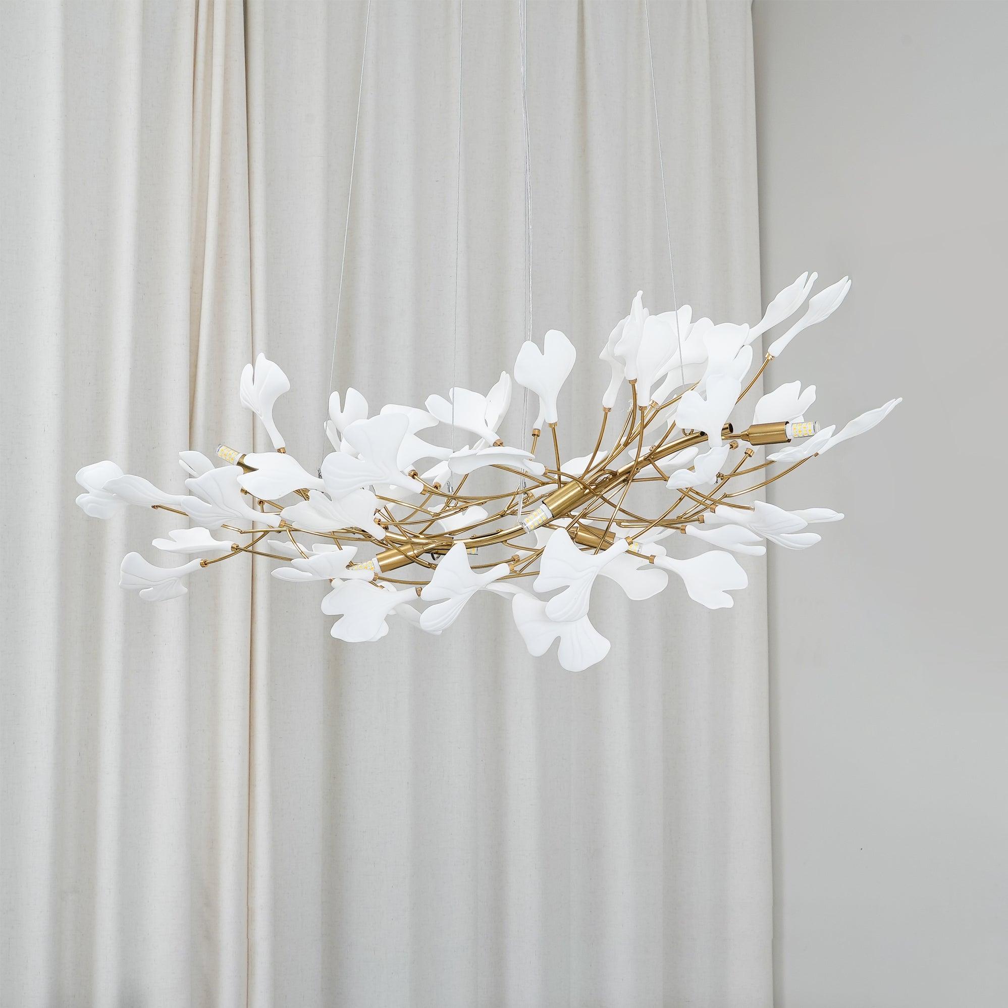 Lustre moderne Heimir en Métal Blanc corps et blanc feuilles