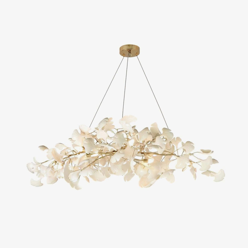 Lustre moderne Flemming en Métal Blanc corps et blanc feuilles