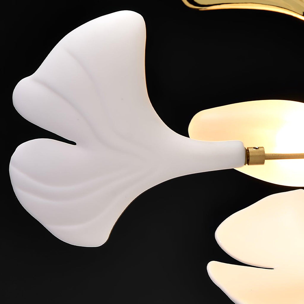 Lustre moderne Flemming en Métal Blanc corps et blanc feuilles