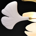 Lustre moderne Flemming en Métal Nickel corps et blanc feuilles