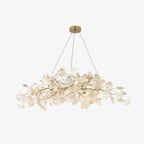 Lustre moderne Flemming en Métal Nickel corps et blanc feuilles
