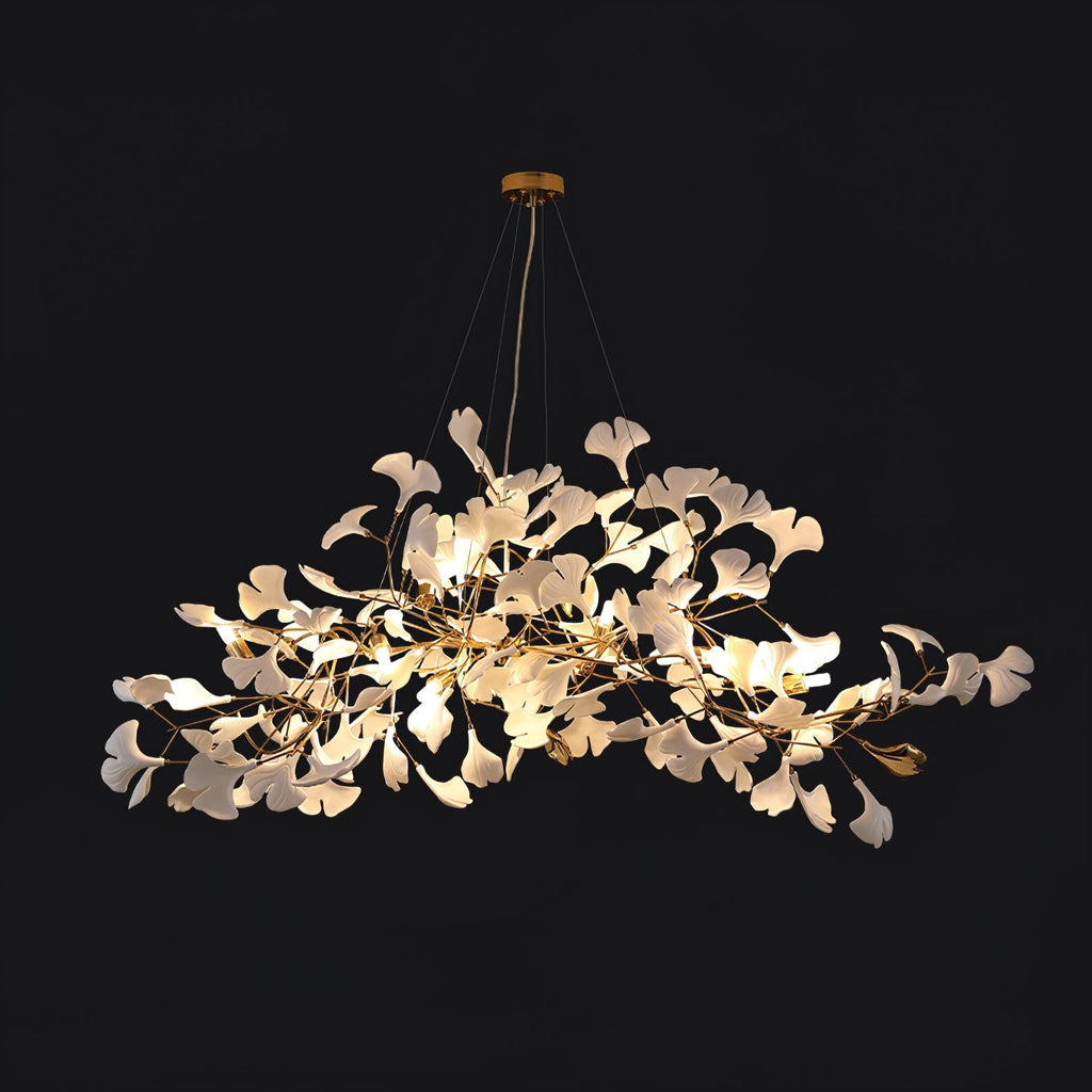 Lustre moderne Flemming en Métal Blanc corps et blanc feuilles
