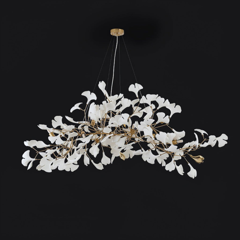 Lustre moderne Flemming en Métal Blanc corps et blanc feuilles