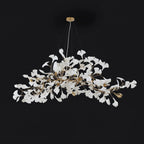 Lustre moderne Flemming en Métal Doré corps et blanc feuilles