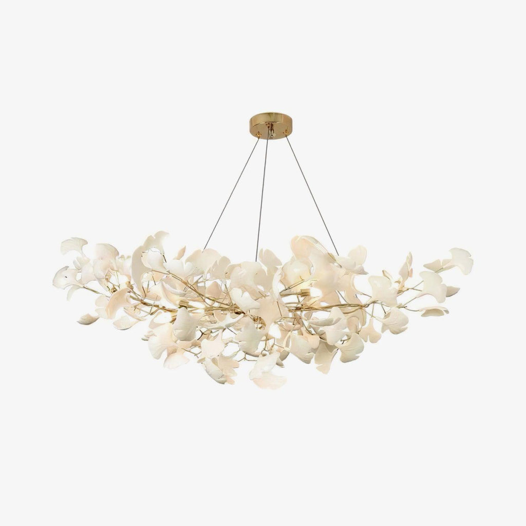 Lustre moderne Heimir en Métal Doré corps et blanc feuilles