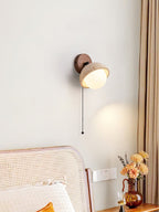 Applique murale moderne Svante en Travertin jaune et noyer bois