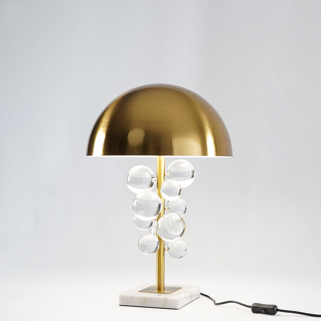 Lampe à poser moderne Nori en Marbre Doré et transparent