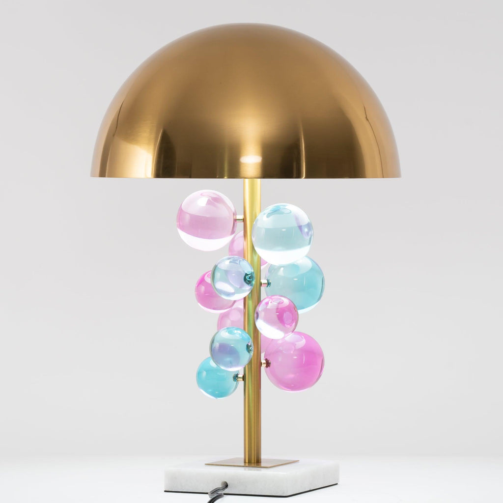 Lampe à poser moderne Nori en Marbre Doré et transparent