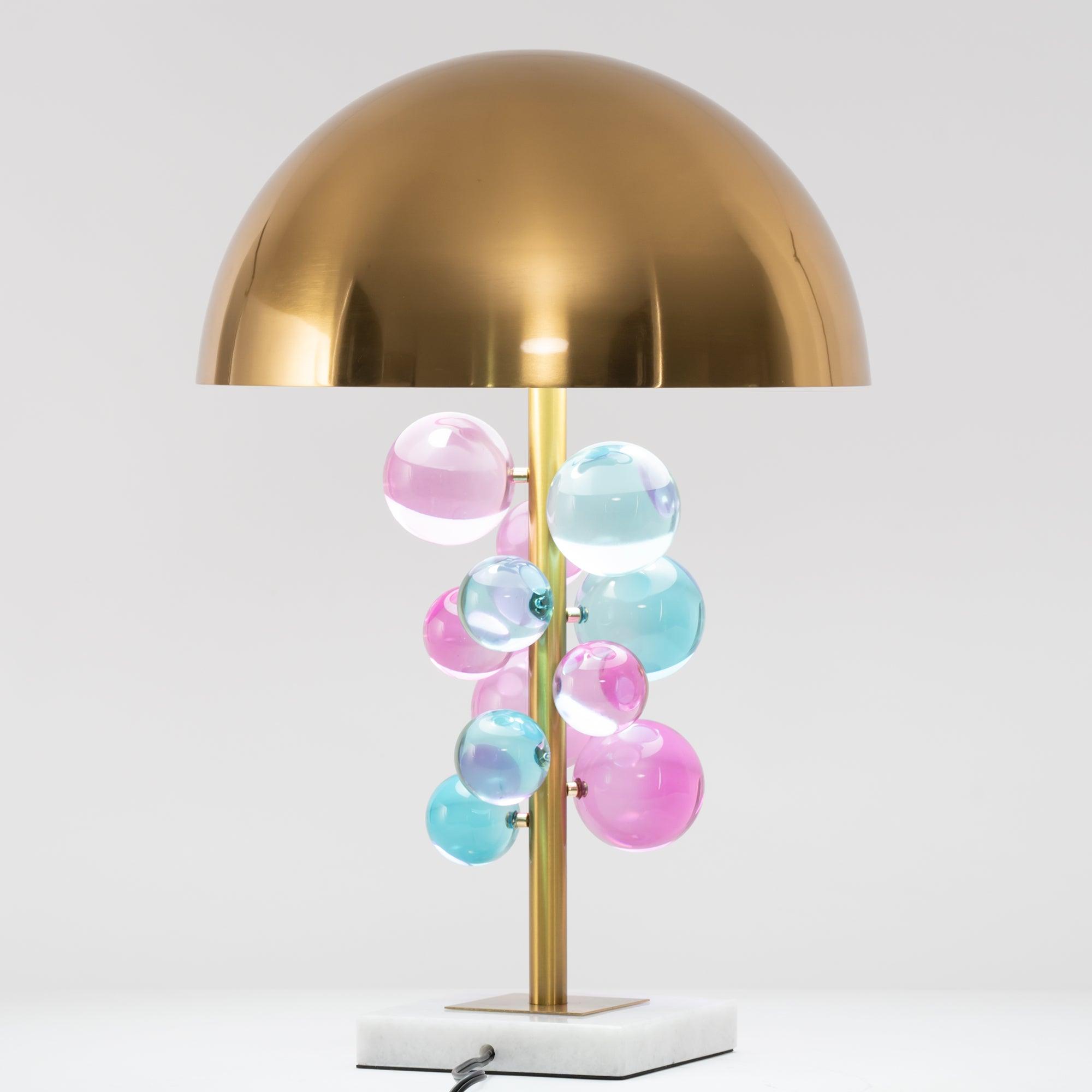 Lampe à poser moderne Nori en Marbre Doré et transparent