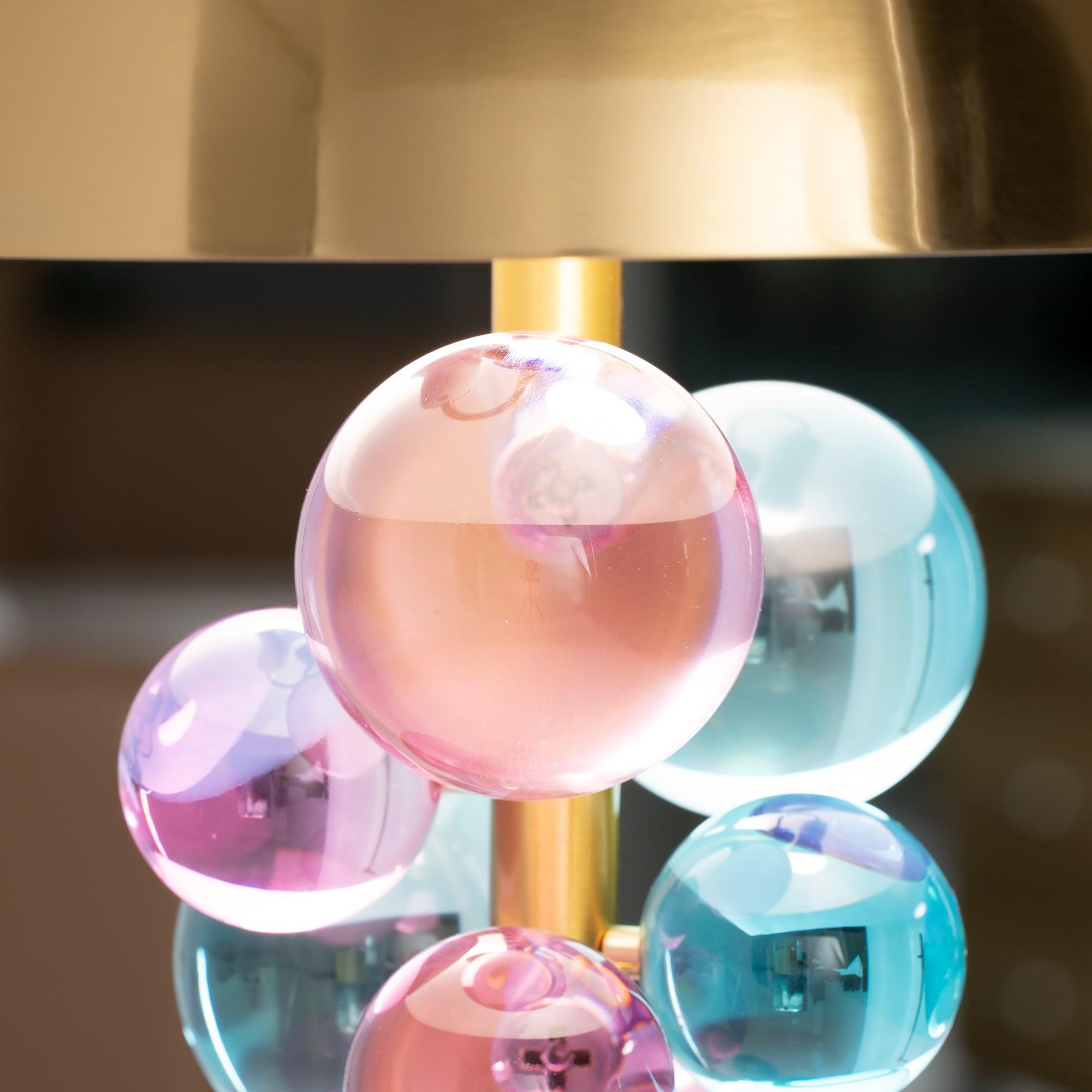 Lampe à poser moderne Nori en Marbre Doré et transparent