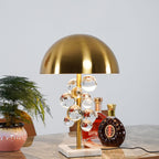 Lampe à poser moderne Nori en Marbre Doré et transparent
