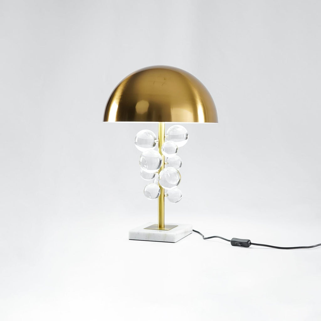 Lampe à poser moderne Nori en Marbre Doré et transparent