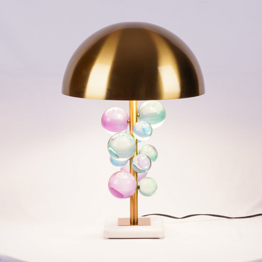 Lampe à poser moderne Nori en Marbre Doré et transparent
