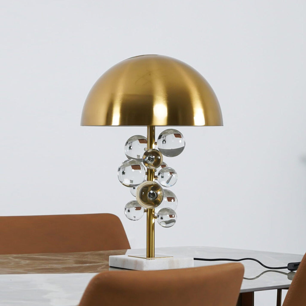 Lampe à poser moderne Nori en Marbre Doré et transparent