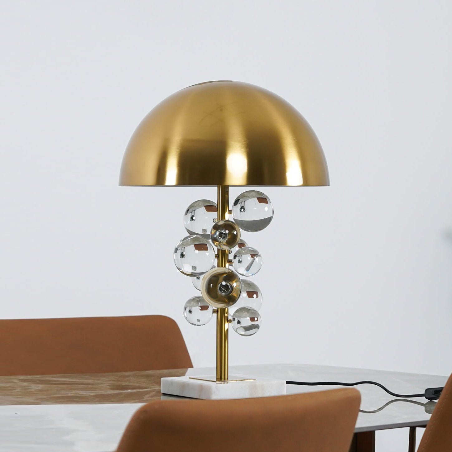 Lampe à poser moderne Nori en Marbre Doré et Multicolor