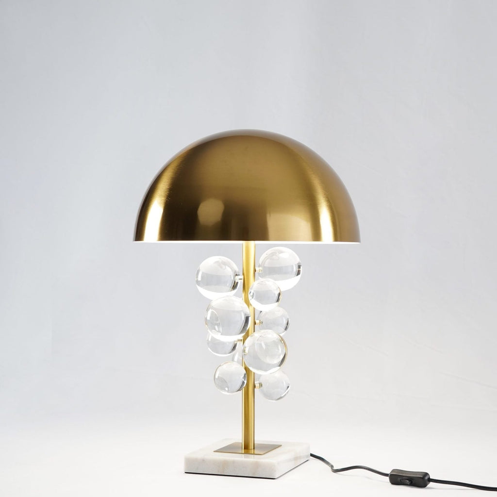 Lampe à poser moderne Nori en Marbre Doré et transparent