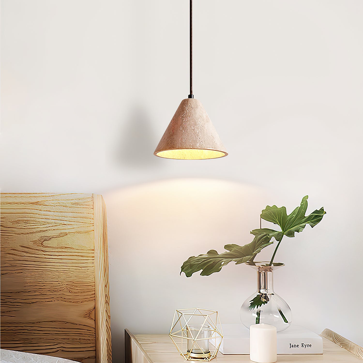 Suspension moderne Roderick en Travertin jaune